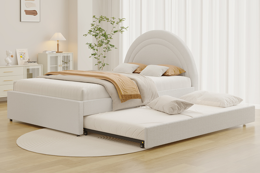 4542 Trundle Bunk Fráma Leaba Stórála Cuartha Cuartha Upholstered