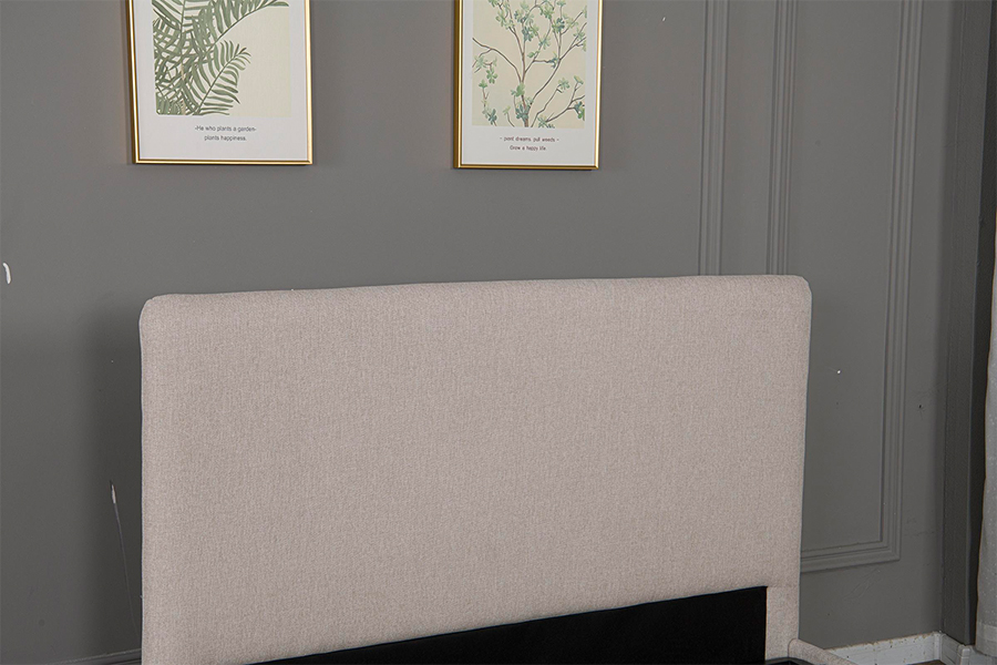 5017G Fabraic Beige Nua-Aimseartha Fráma Leaba Stórála Hiodrálacha Upholstered