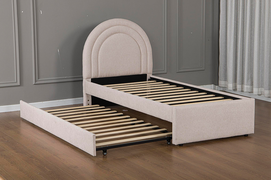 5021 Trundle Bunc Ceannchláir Il-Áirse Fráma Leaba Upholstered