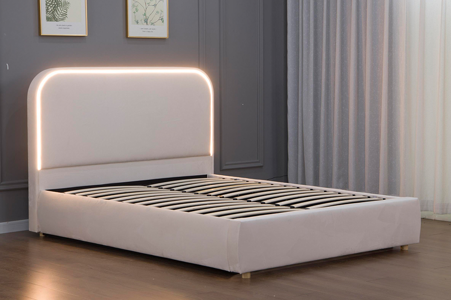 5032-1G Ceannchlár Cuartha Adhmaid Faoi stiúir Fráma Leaba Upholstered