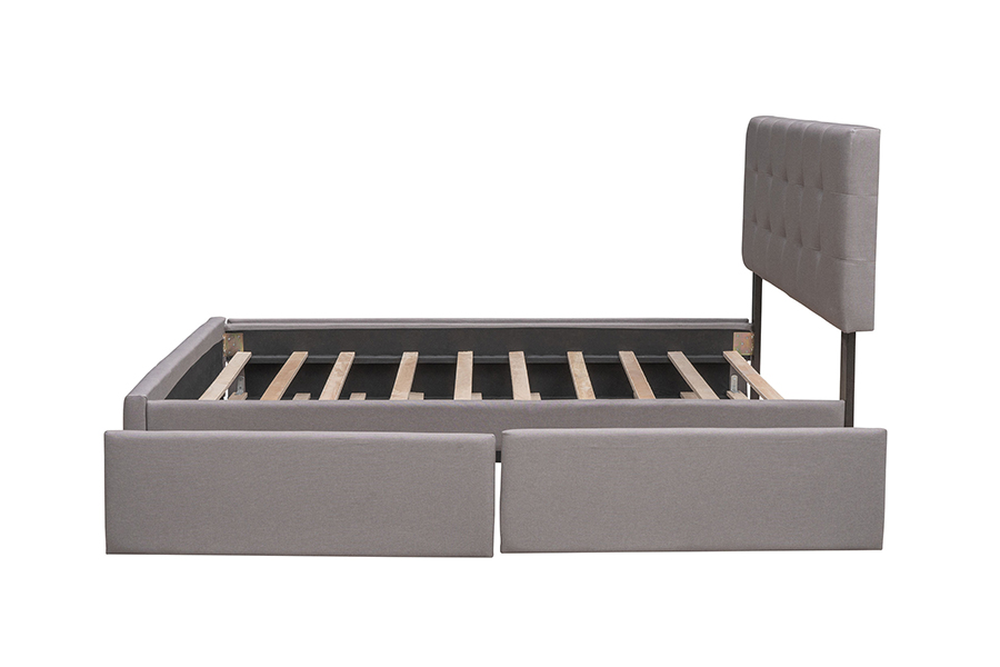 N15 Fráma Inchoigeartaithe Trundle Dúbailte Trundle Bunk Leaba Upholstered