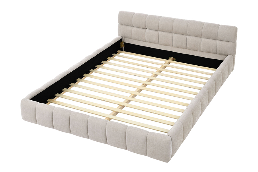 N11 Dearadh nua-aimseartha cearnach Fráma Leaba Upholstered Compordach agus inchoigeartaithe