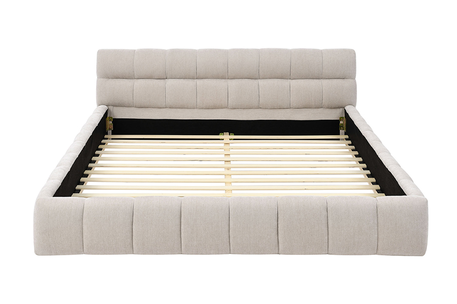N11 Dearadh nua-aimseartha cearnach Fráma Leaba Upholstered Compordach agus inchoigeartaithe