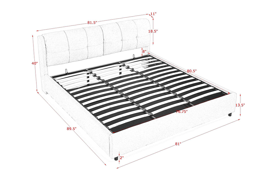 N10 Fráma Leaba Stórála Upholstered atá neamhdhíobhálach don chomhshaol agus durable