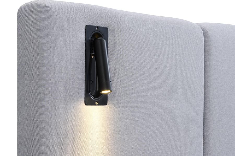 N1 Fabraic Durable Dark Grey Slat Sturdy Faoi stiúir Fráma Leaba Upholstered