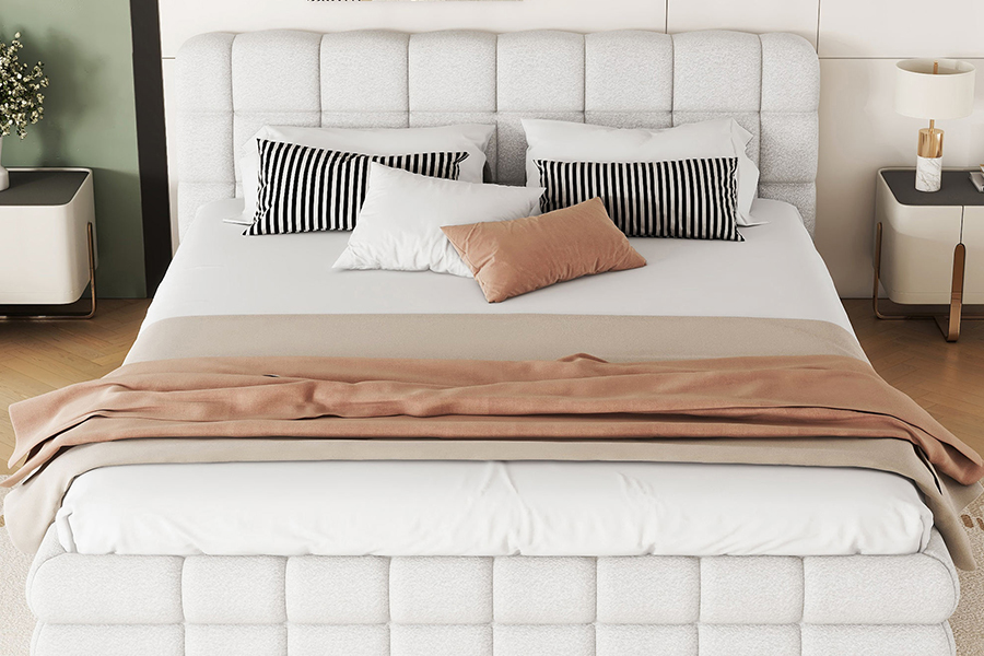 Fabraic Teddy N20 Plush Ardán Inchoigeartaithe Leaba Trundle Bunc Fráma Leaba Upholstered