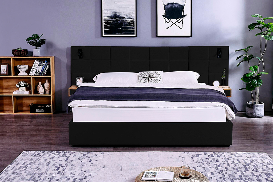 Fráma Leaba Inchoigeartaithe N6 Ábhar Leaba Bog Faoi stiúir Fráma Leaba Upholstered