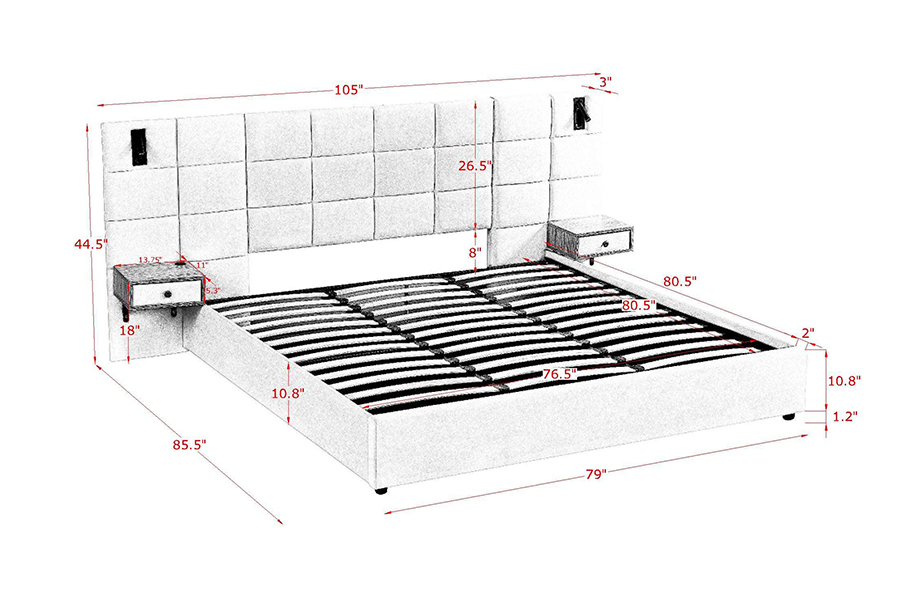 Fráma Leaba Inchoigeartaithe N6 Ábhar Leaba Bog Faoi stiúir Fráma Leaba Upholstered