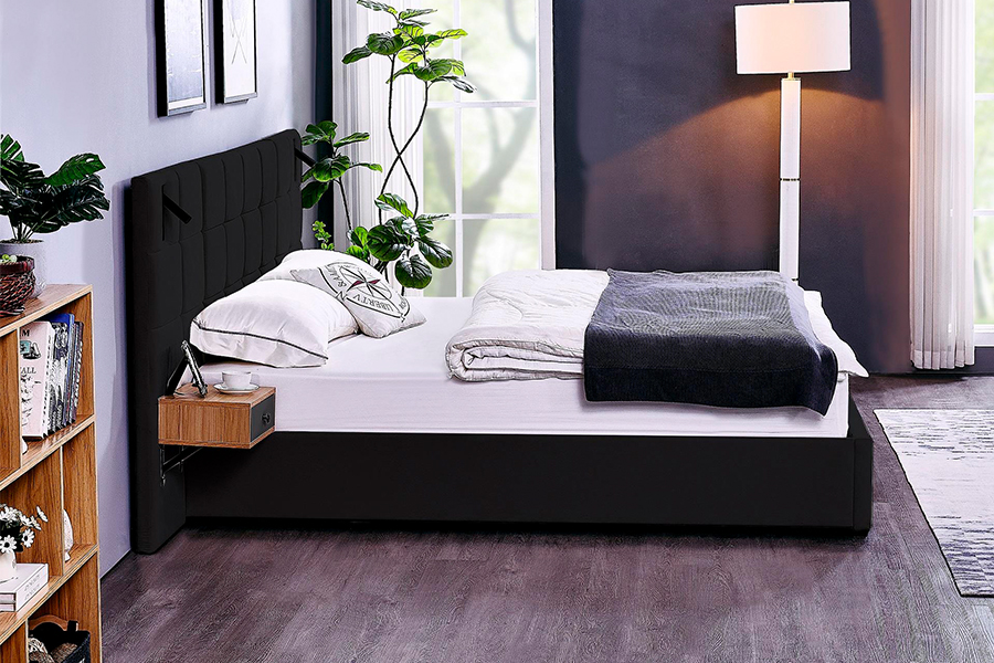 Fráma Leaba Inchoigeartaithe N6 Ábhar Leaba Bog Faoi stiúir Fráma Leaba Upholstered