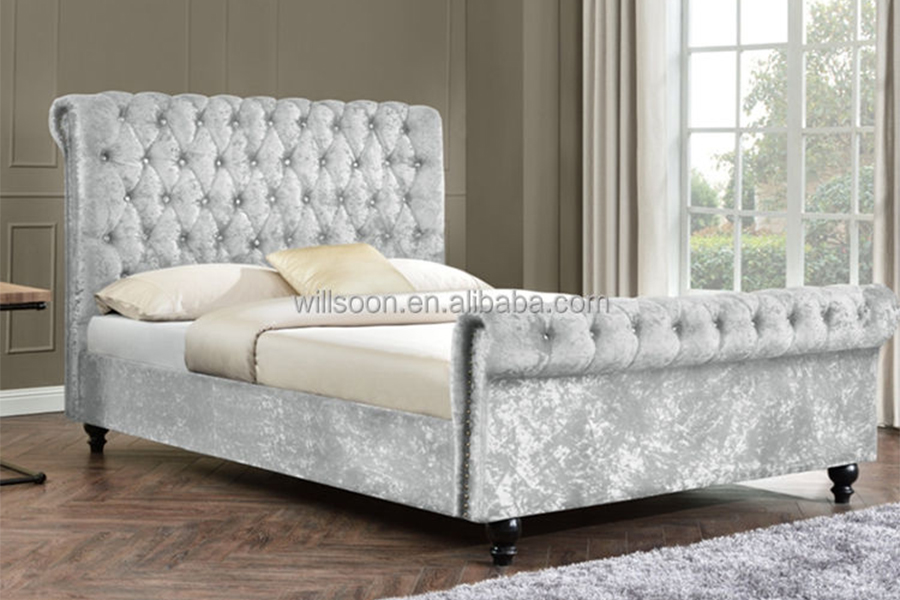 1153 Fabraic Velvet S-Cruth Dearadh Leaba Upholstered