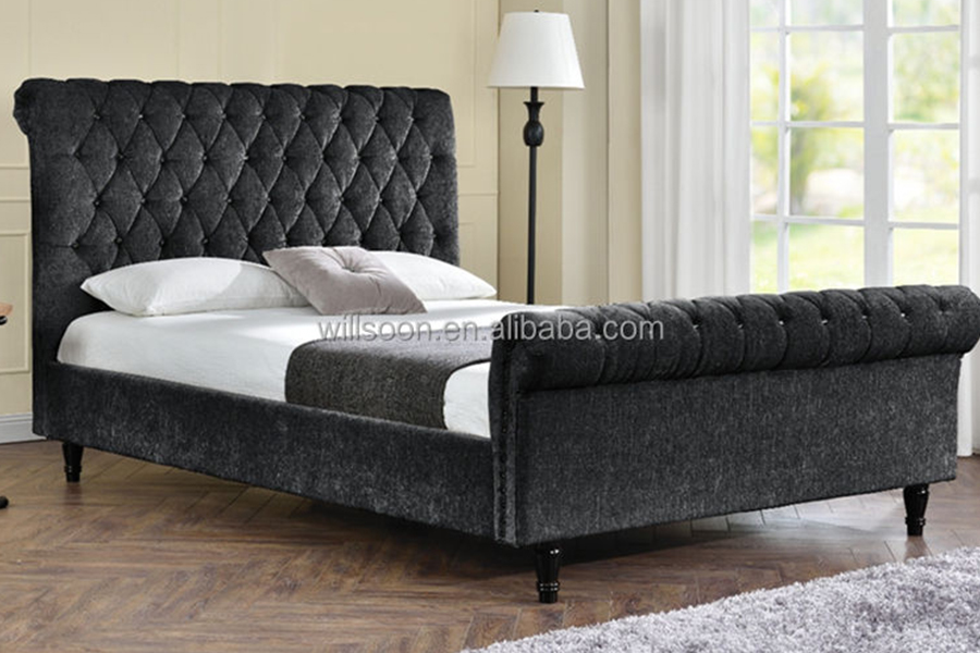 1153 Fabraic Velvet S-Cruth Dearadh Leaba Upholstered