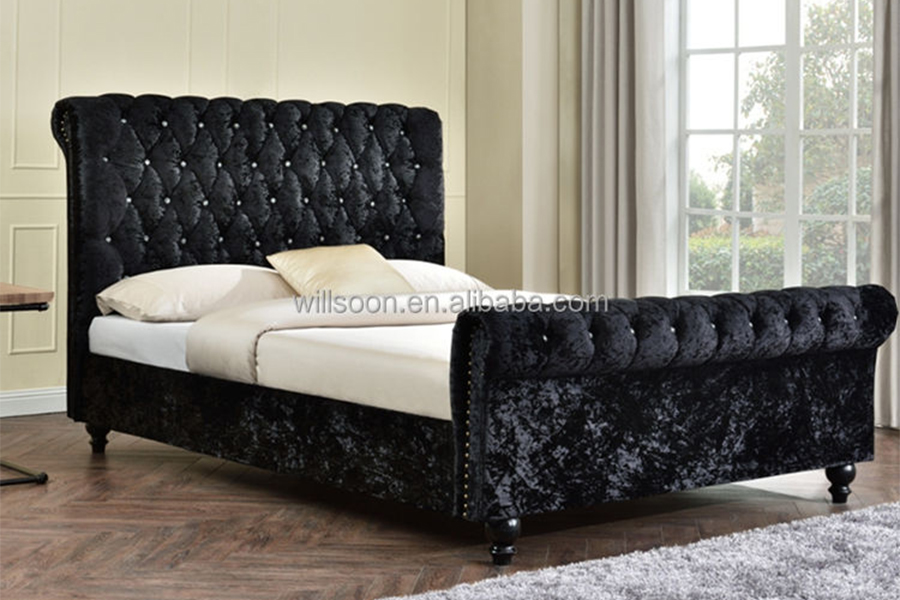 1153 Fabraic Velvet S-Cruth Dearadh Leaba Upholstered