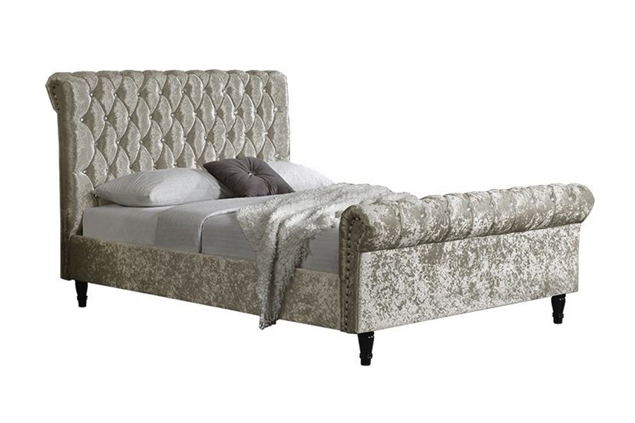 1153 Fabraic Velvet S-Cruth Dearadh Leaba Upholstered