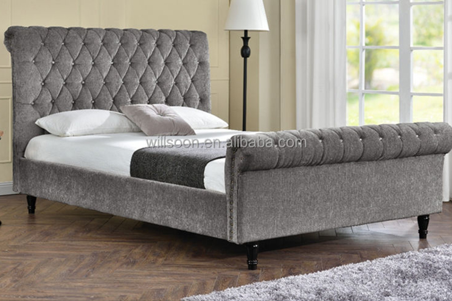 1153 Fabraic Velvet S-Cruth Dearadh Leaba Upholstered