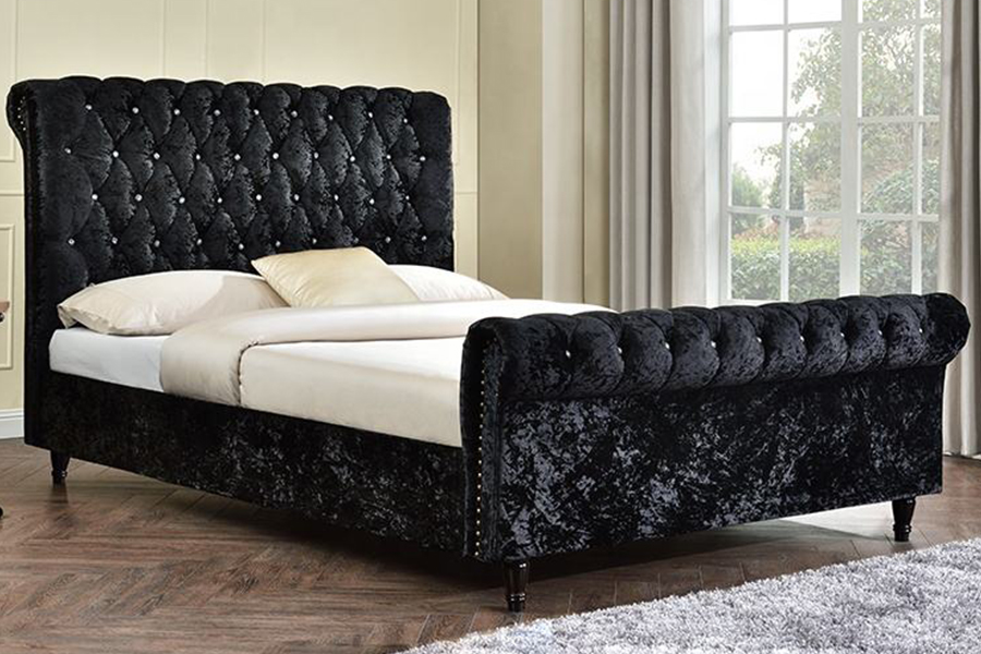 1153 Fabraic Velvet S-Cruth Dearadh Leaba Upholstered