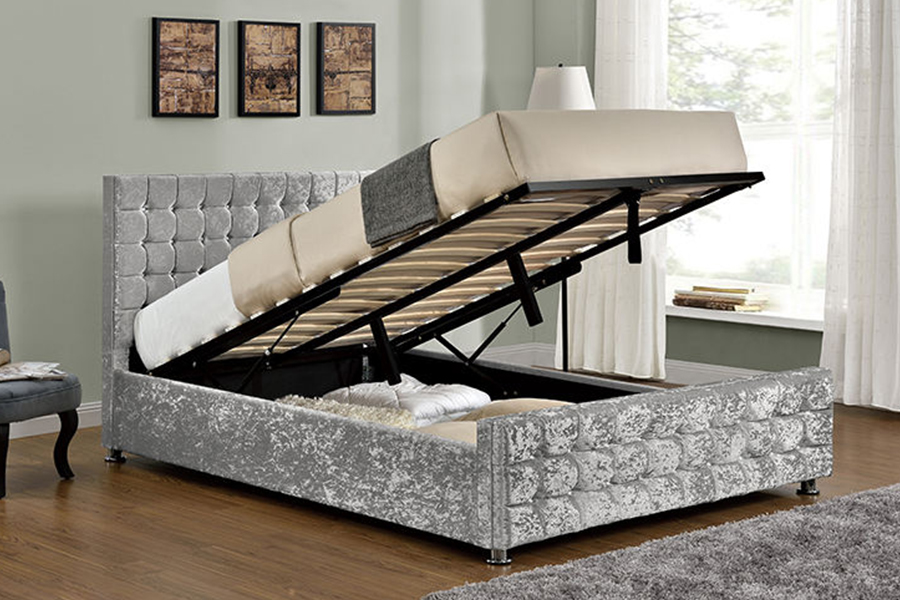 1150 Fabraic bhog Fráma adhmaid Leaba Upholstered