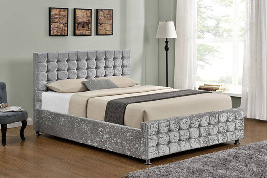 1150 Fabraic bhog Fráma adhmaid Leaba Upholstered