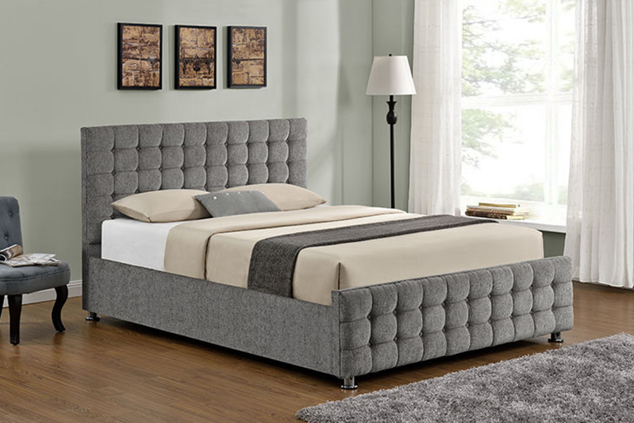 1150 Fabraic bhog Fráma adhmaid Leaba Upholstered