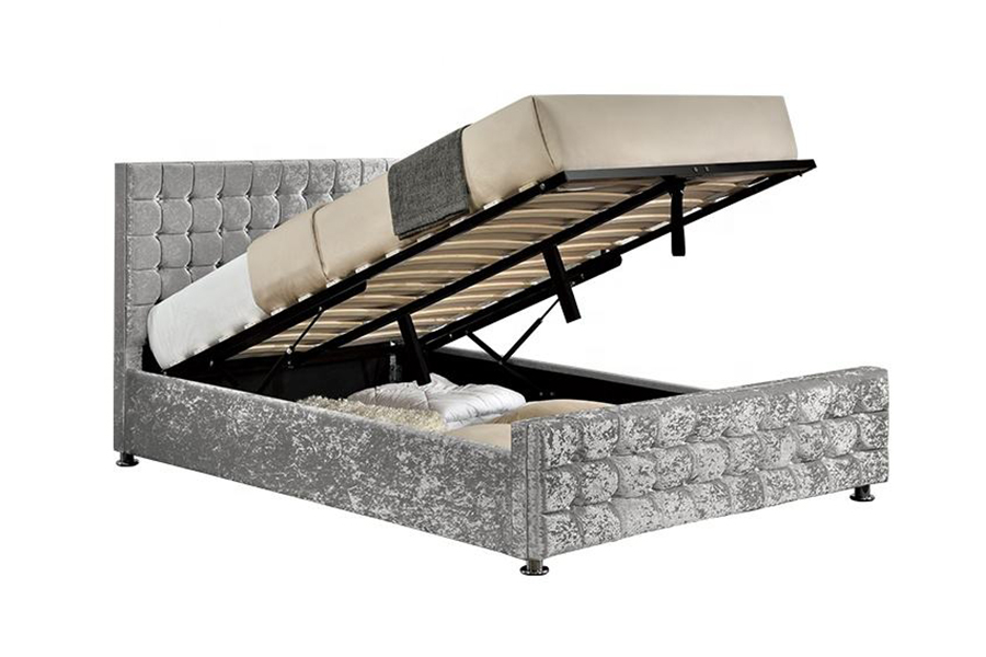 1150 Fabraic bhog Fráma adhmaid Leaba Upholstered