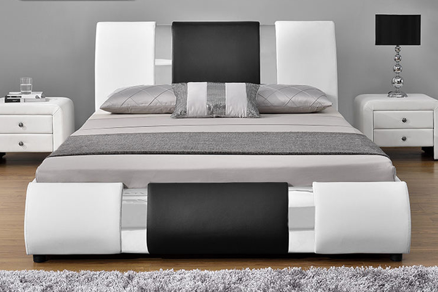 1146 Cistine maisithe le snáithe airgid Leaba Upholstered