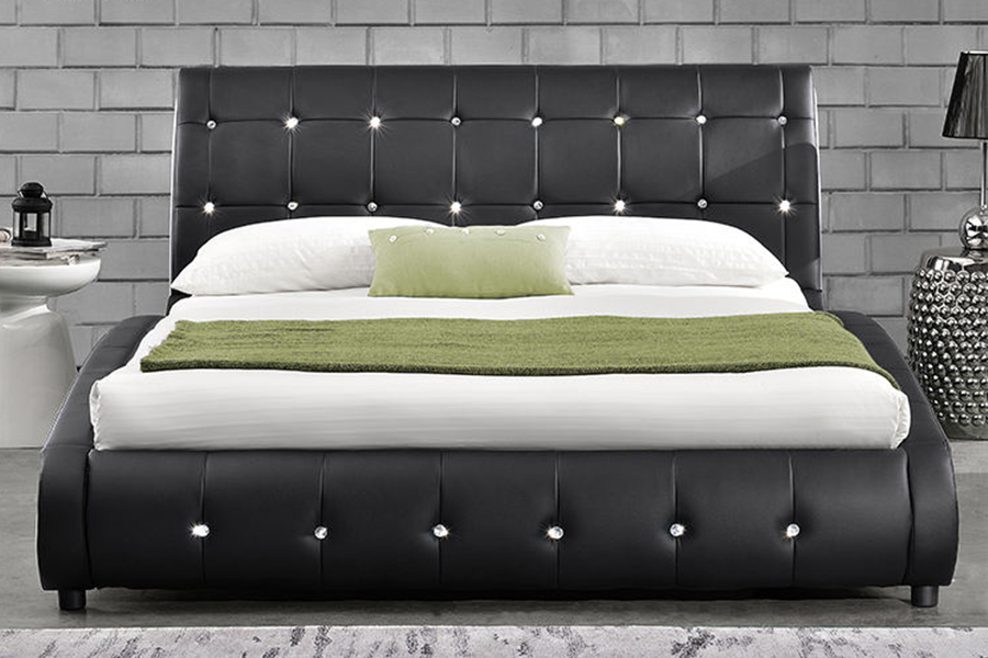 1144 Struchtúr adhmaid soladach Maisiú Diamond Leaba Upholstered