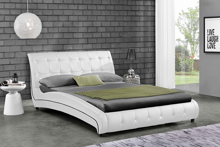 1144 Struchtúr adhmaid soladach Maisiú Diamond Leaba Upholstered