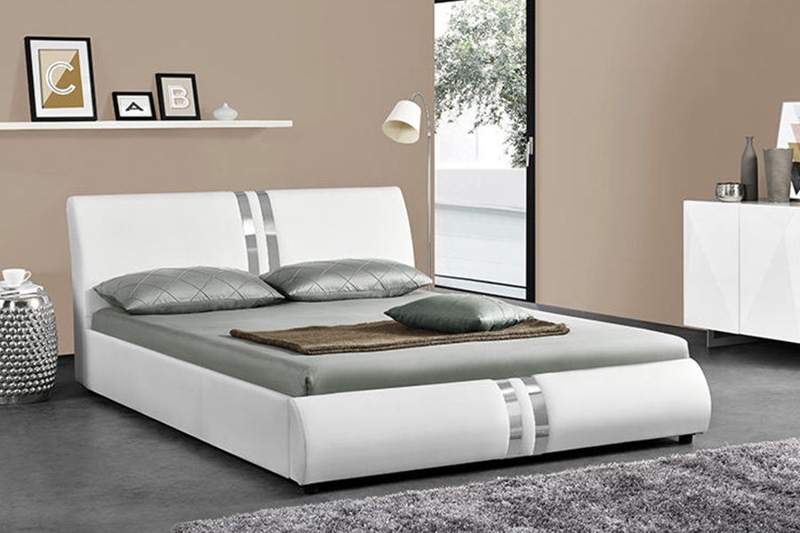 1143 Stíl Nordach Nua-Aimseartha Leaba PU Leaba Dhúbailte Leaba Upholstered
