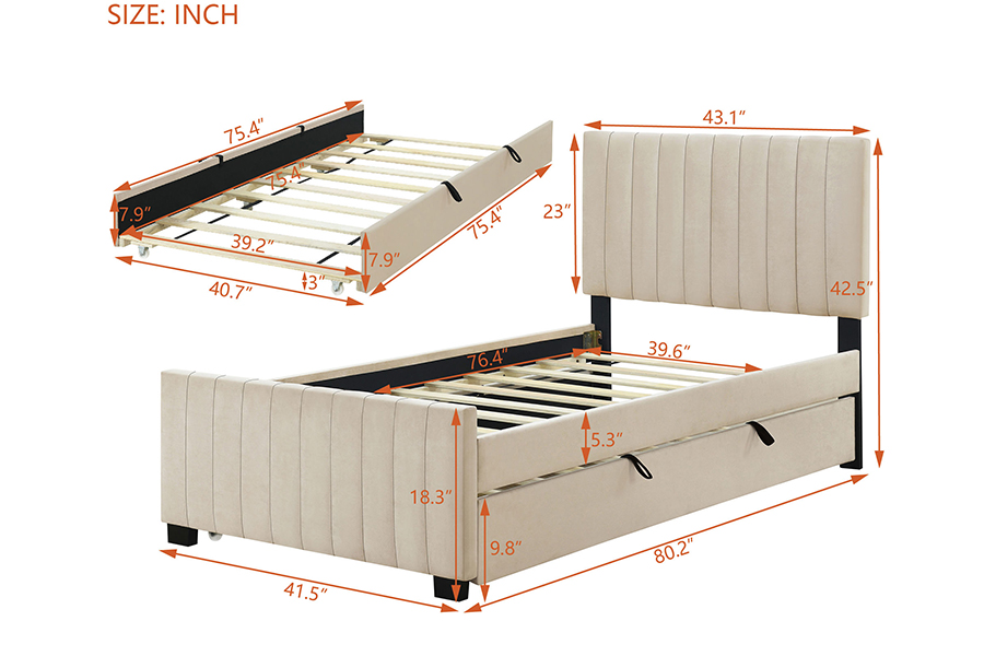 Fráma Leaba Cumhdaithe Bunk Trundle Éicea-Chairdeallmhar N9