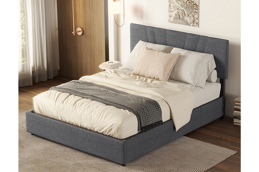 1304 Leaba Upholstered Fráma Adhmaid Leaba Upholstered Fabraic Velvet