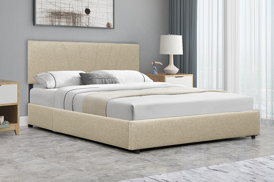 1304 Leaba Upholstered Fráma Adhmaid Leaba Upholstered Fabraic Velvet