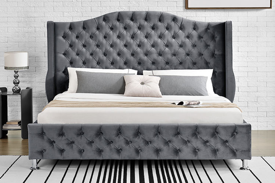 1268 Leaba cumhdaitheoireachta Fabraic Stíl Só Upholstered