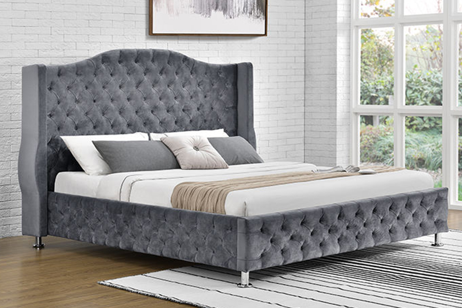 1268 Leaba cumhdaitheoireachta Fabraic Stíl Só Upholstered