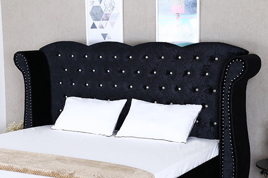 1245 Stíl na Breataine Fráma Adhmaid Úsáid Baile Leaba Upholstered