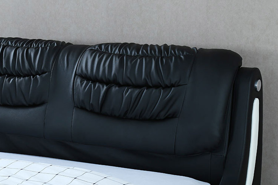 1441 Leaba Leathar Nua-Aimseartha Dearadh Minimalist Leaba Upholstered