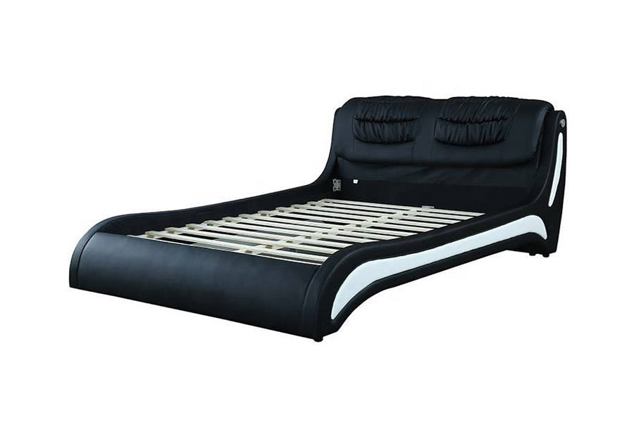 1441 Leaba Leathar Nua-Aimseartha Dearadh Minimalist Leaba Upholstered