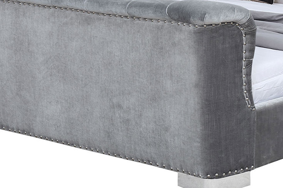 1402 Clár Ceann Stománach Slinnte Boga Adhmaid Leaba Upholstered
