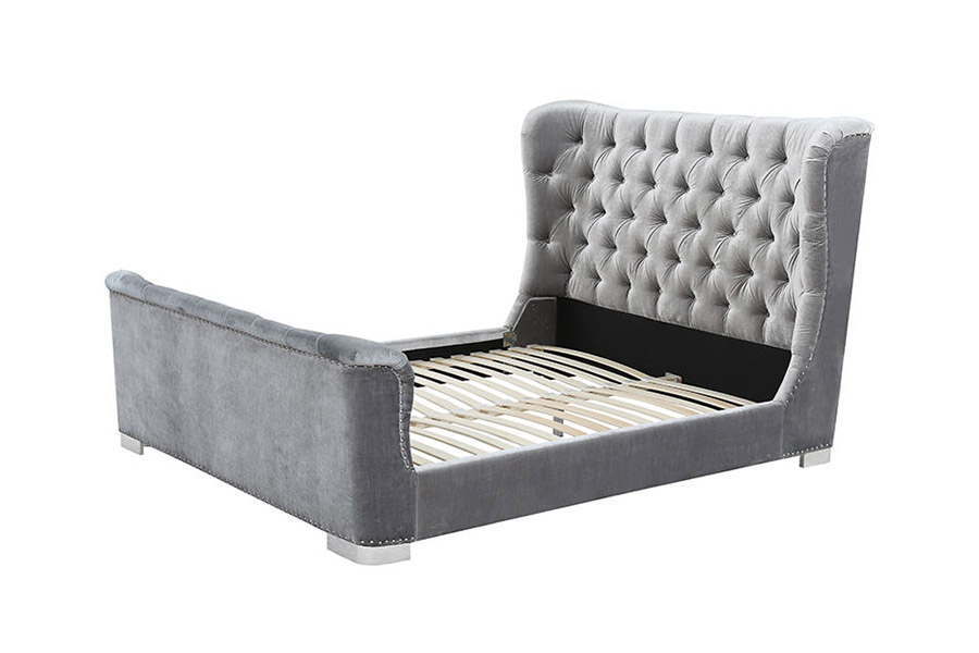 1402 Clár Ceann Stománach Slinnte Boga Adhmaid Leaba Upholstered