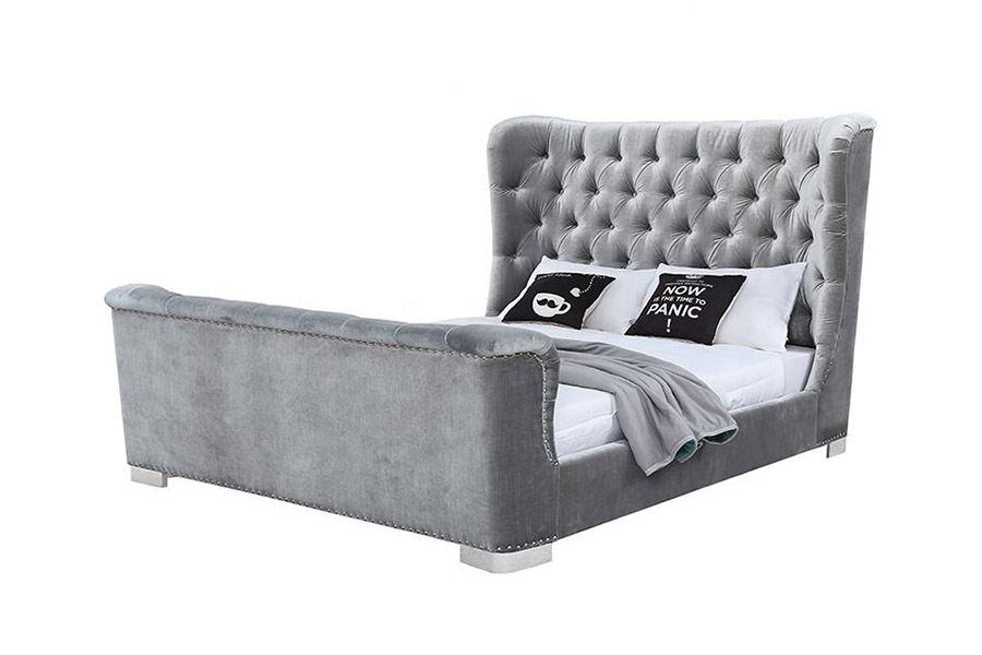 1402 Clár Ceann Stománach Slinnte Boga Adhmaid Leaba Upholstered