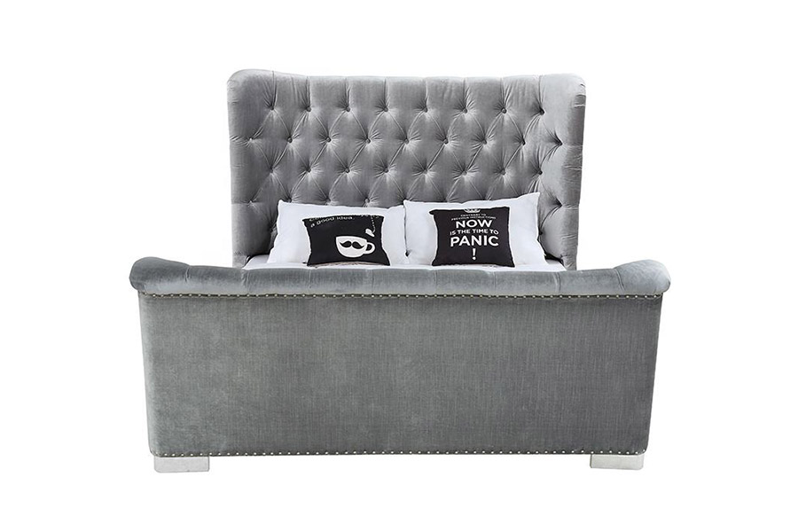 1402 Clár Ceann Stománach Slinnte Boga Adhmaid Leaba Upholstered