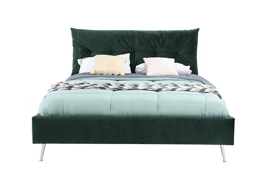 1392 Leaba Upholstered Fabraic Velvet Stíl Shimplí Nua-Aimseartha