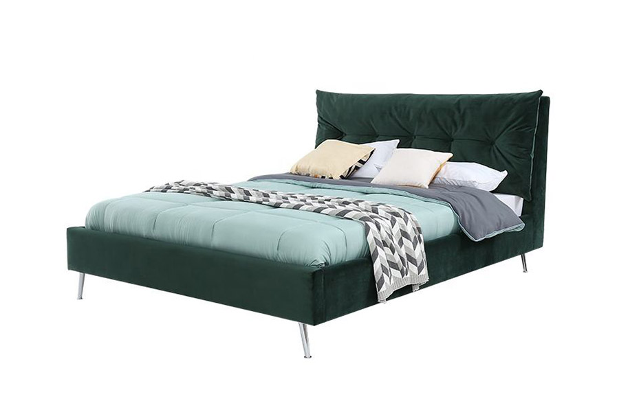 1392 Leaba Upholstered Fabraic Velvet Stíl Shimplí Nua-Aimseartha