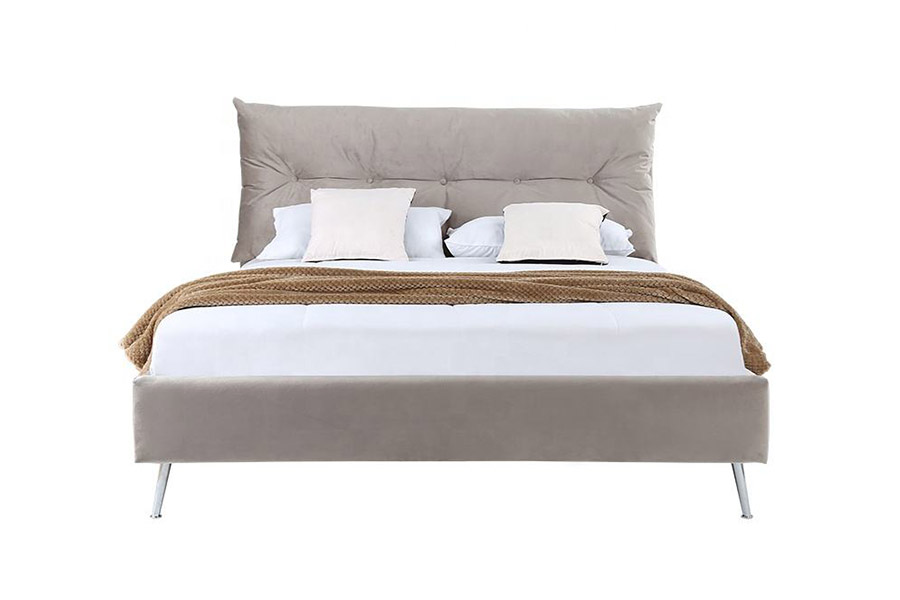 1392 Leaba Upholstered Fabraic Velvet Stíl Shimplí Nua-Aimseartha