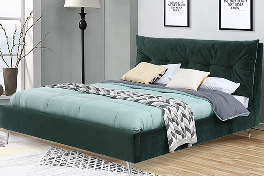 1392 Leaba Upholstered Fabraic Velvet Stíl Shimplí Nua-Aimseartha