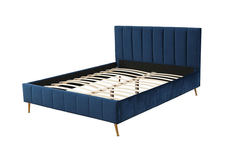 1382 Stíl Nua-Aimseartha Leaba Dhúbailte Leaba Upholstered Adhmad Soladach
