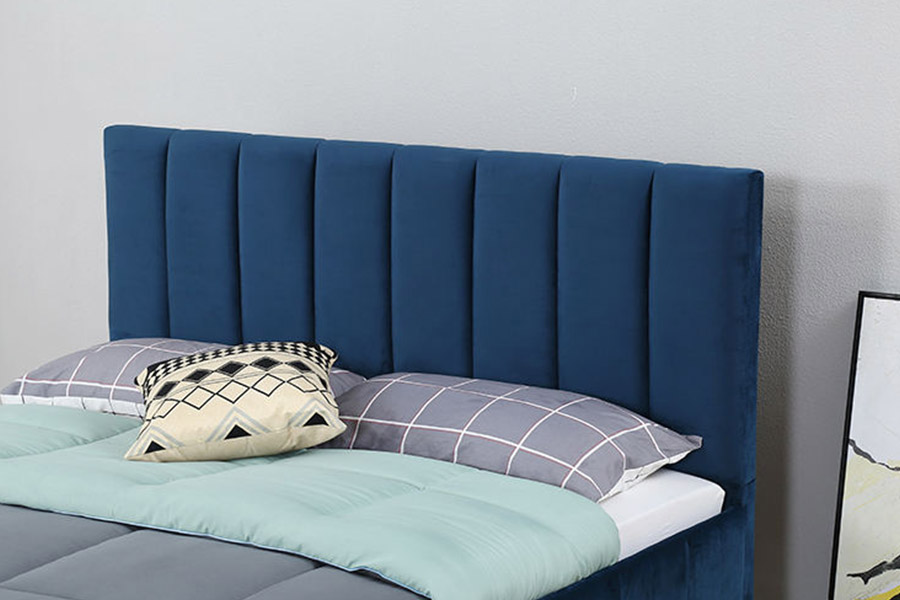 1382 Stíl Nua-Aimseartha Leaba Dhúbailte Leaba Upholstered Adhmad Soladach