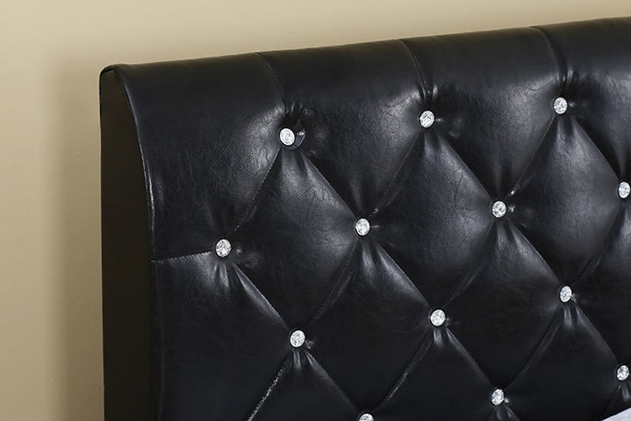 1367 Leathar Dubh Bog Ceannchlár Pu Ceannchláir Leaba Upholstered