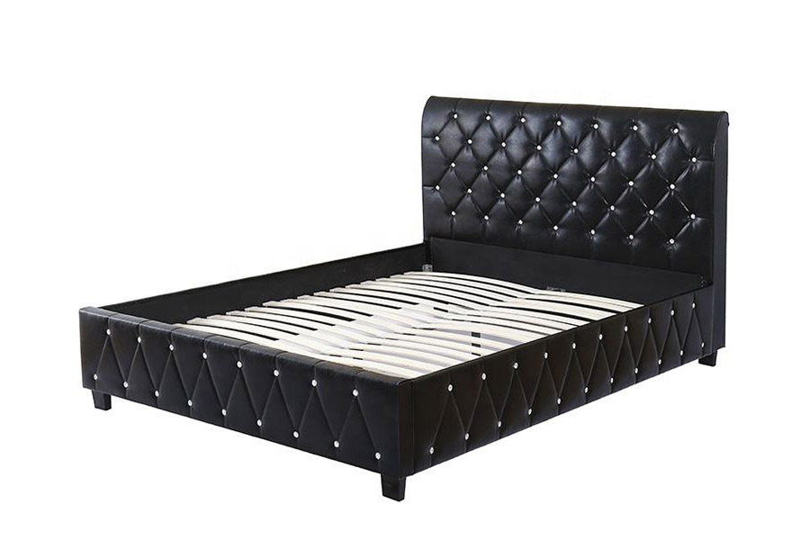 1367 Leathar Dubh Bog Ceannchlár Pu Ceannchláir Leaba Upholstered