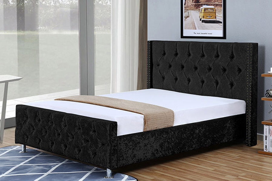 1357 Ábhar leathair fráma adhmaid Leaba Upholstered