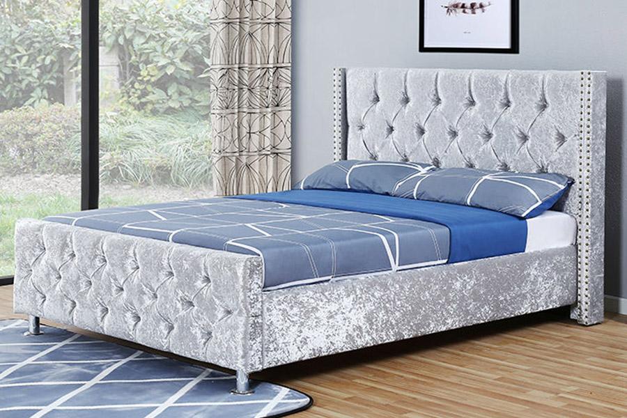 1357 Ábhar leathair fráma adhmaid Leaba Upholstered