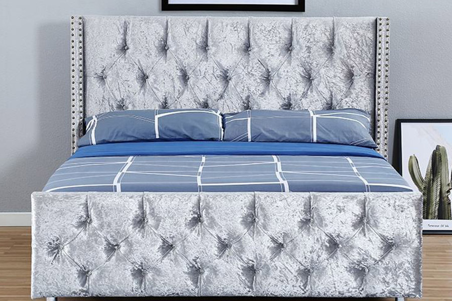 1357 Ábhar leathair fráma adhmaid Leaba Upholstered